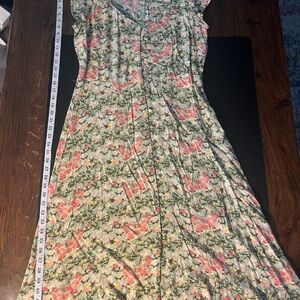 LOFT Pink Ruffled Tiered Long Sleeve Sundress